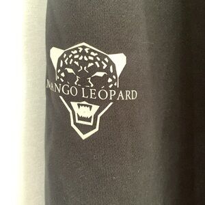 Mango Leopard black elastic waist fleece lined wide leg pants